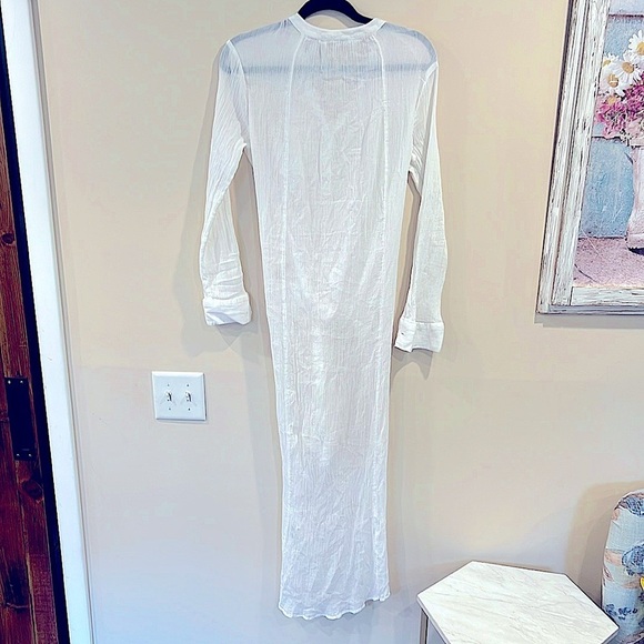 🔥Anthropologie Holding Horses White Button-Down Sleepwear Robe - Picture 6 of 6